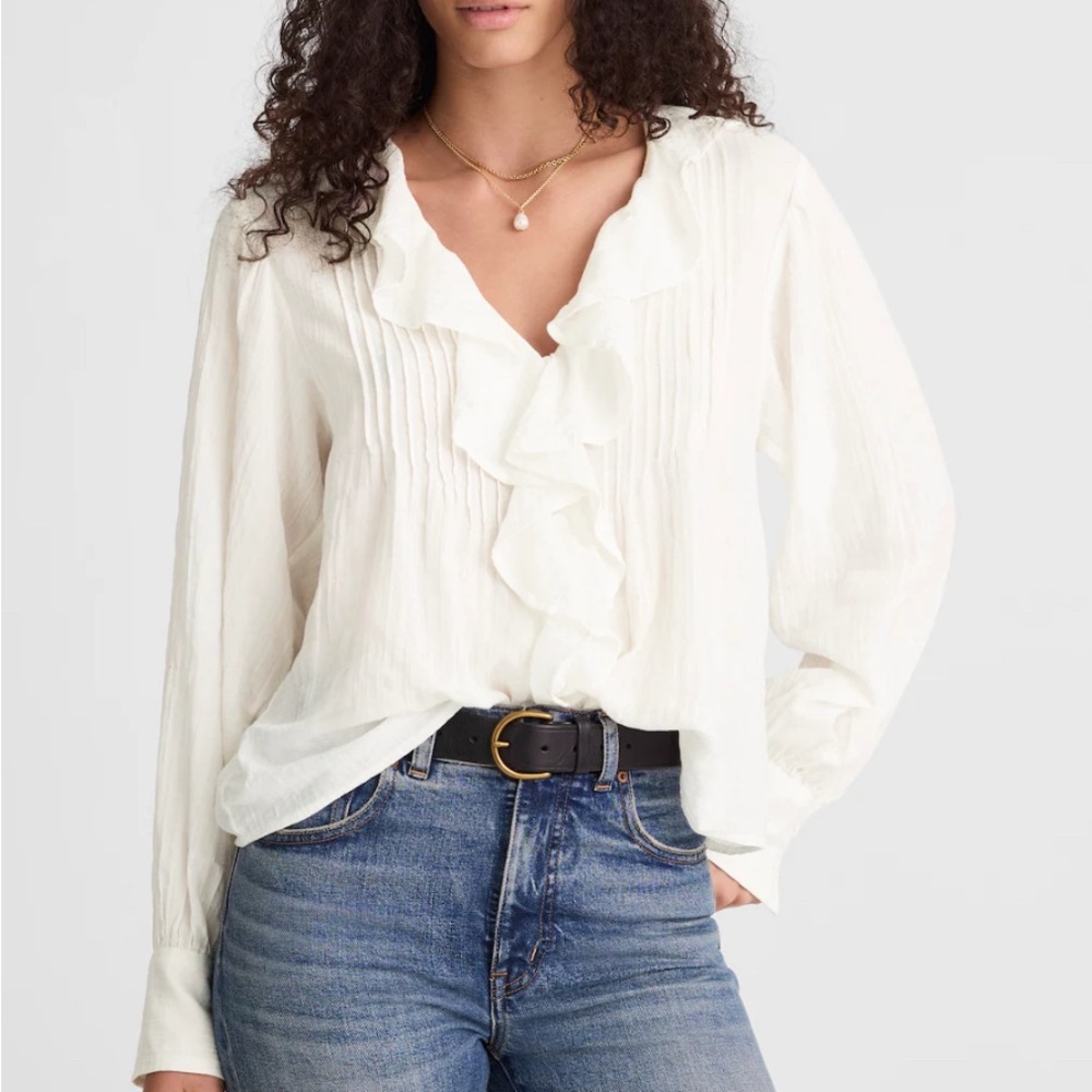 NWT Madewell Ivory Ruffle Blouse